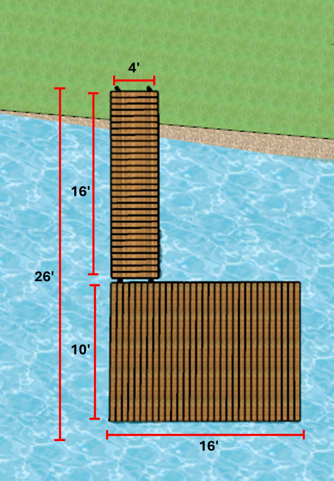 Docks kit 4'x16' Semi-Floating & 10'x16' Floating Heavy Duty Docks
