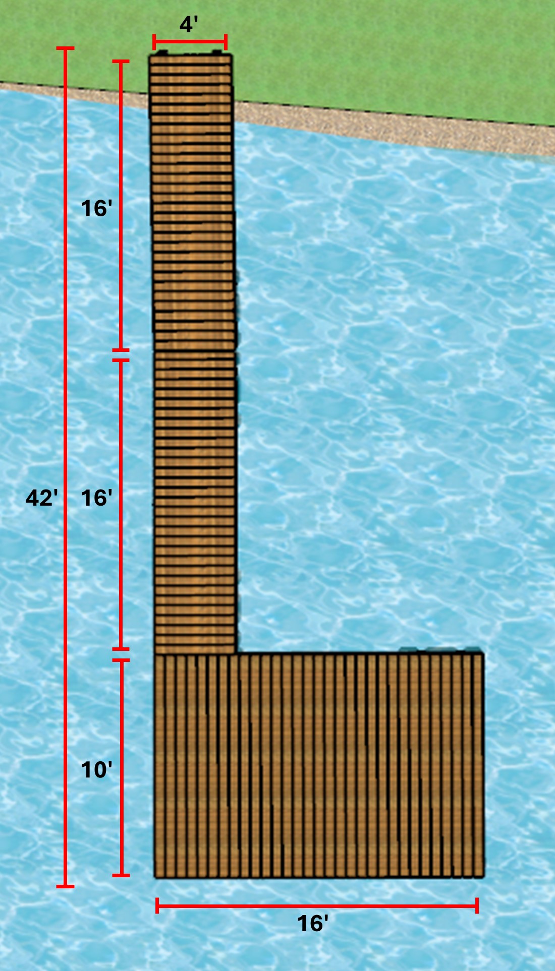 Docks kit 4'x16' semi-floating & 4'x16' floating & 10'x16' floating Heavy Duty Docks