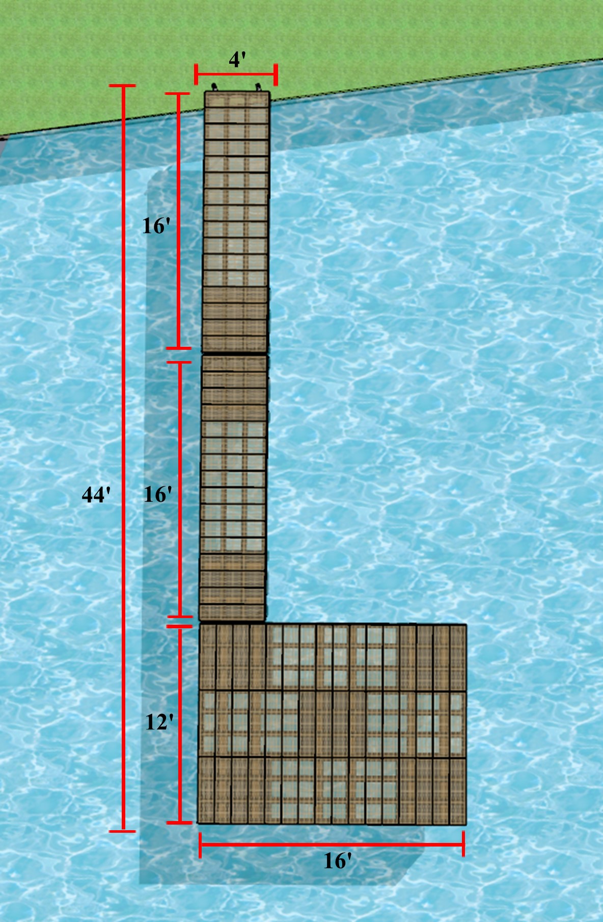 4'x16' Semi-Floating, 4'x16' Floating & 12'x16' Floating Heavy Duty Docks kit - Thruflow Decking - TFP