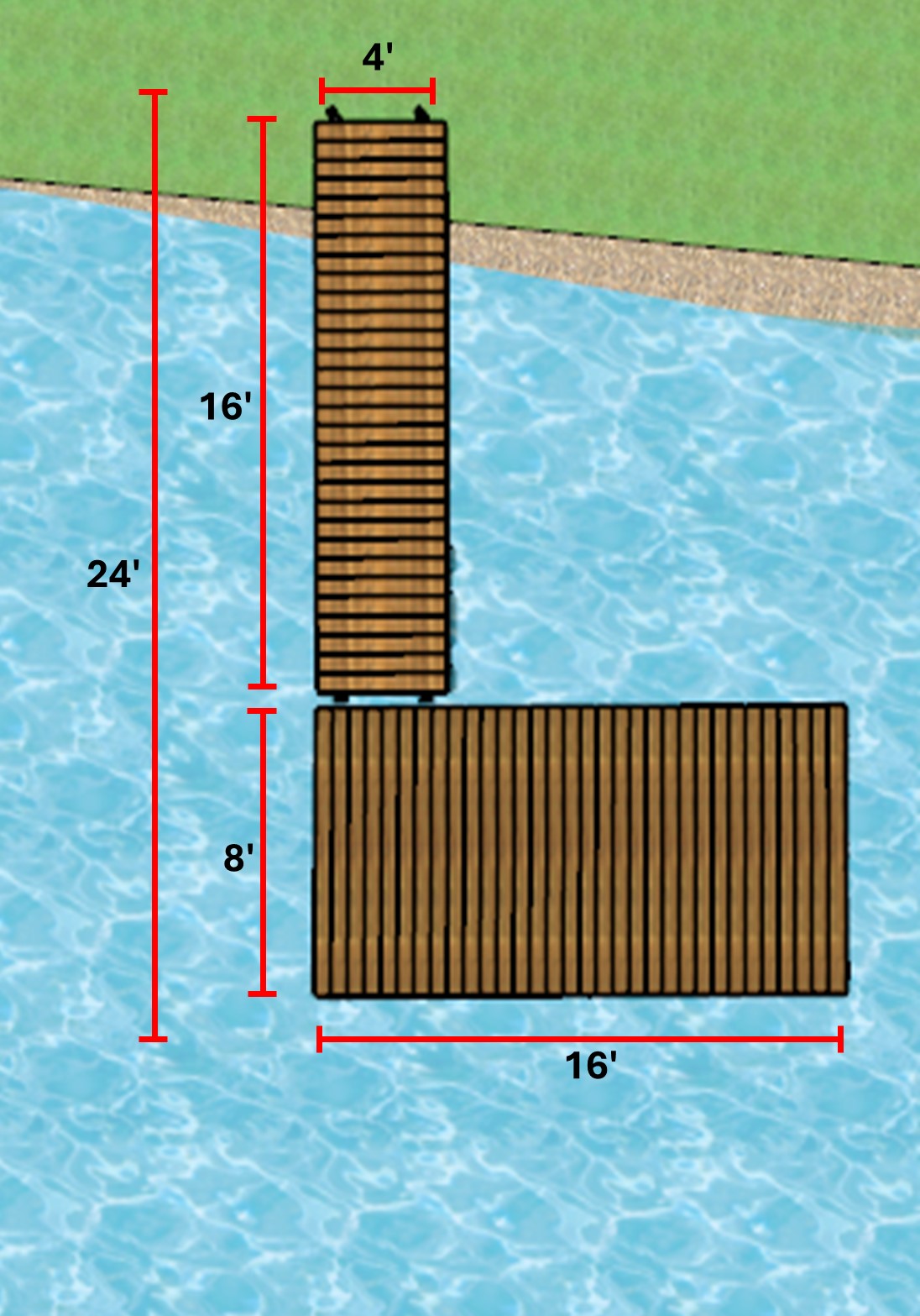 Docks kit 4'x16' Semi-Floating & 8'x16' Floating Heavy Duty Docks