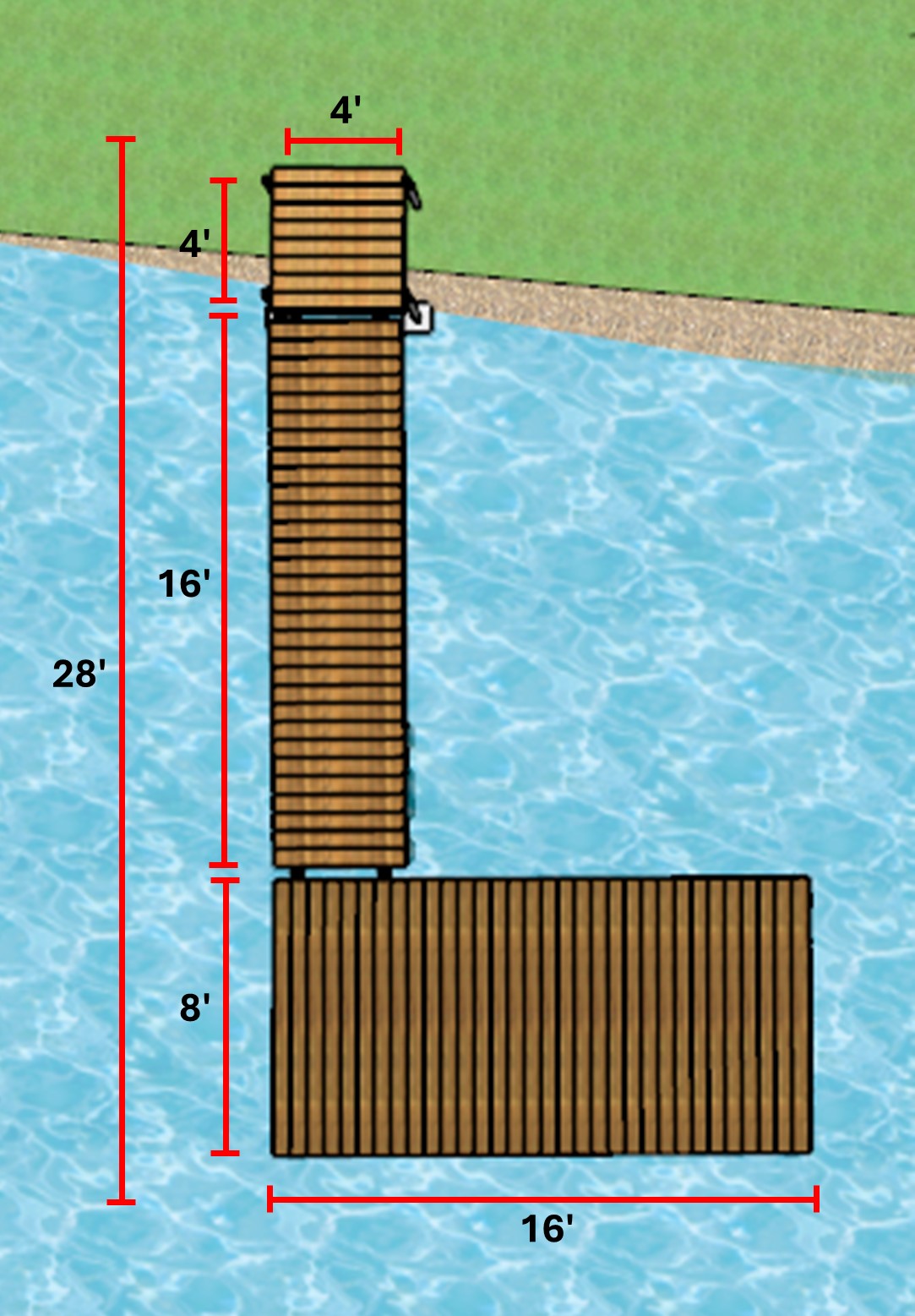 Heavy Duty 4'x4' Fixed dock - 4'x16' Semi-Floating - 8'x16' Floating docks kits