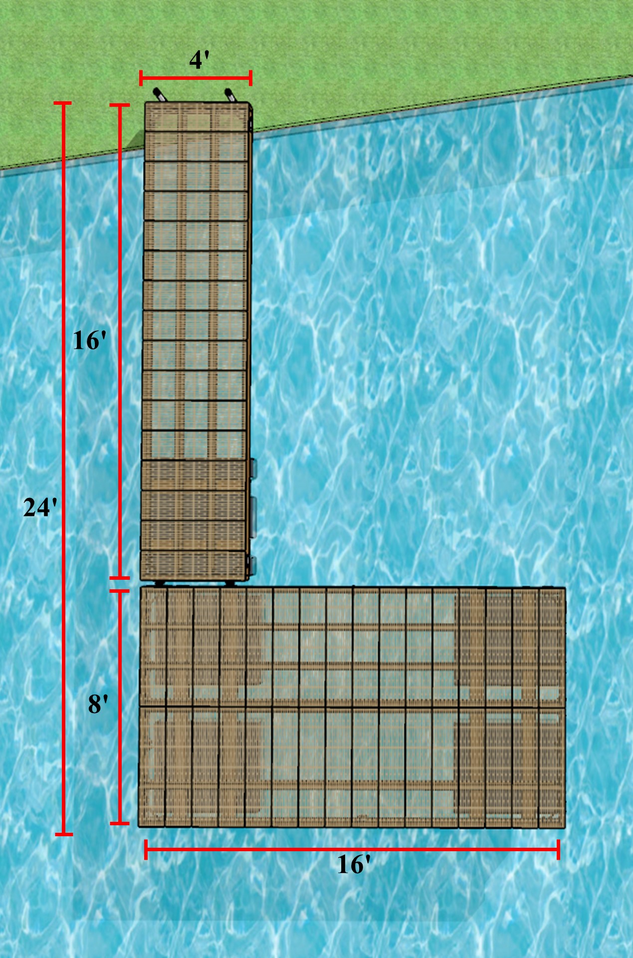 4'x16' Semi-Floating & 8'x16' Floating Heavy Duty Docks kit - Thruflow Decking - TFP