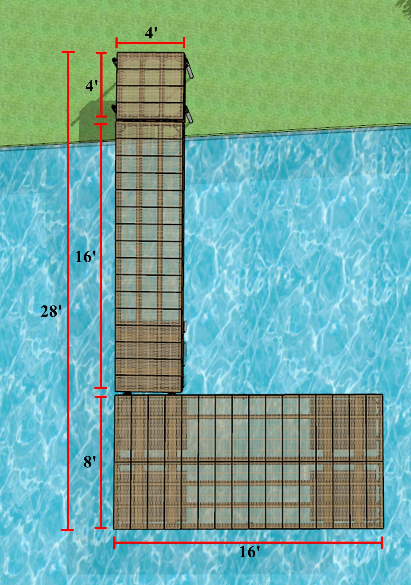 4'x4' Fixed, 4'x16' Semi-Floating & 8'x16' Floating Docks kit - Thruflow Decking - TFP