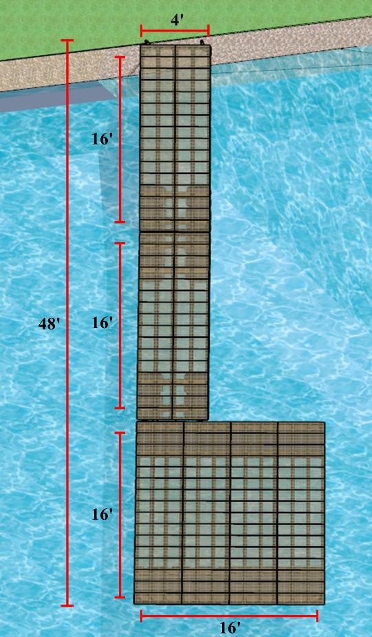 6'x16' Semi-Floating, 6'x16' Floating & 16'x16' Floating Heavy Duty Docks kit  - Thruflow Decking - TFP